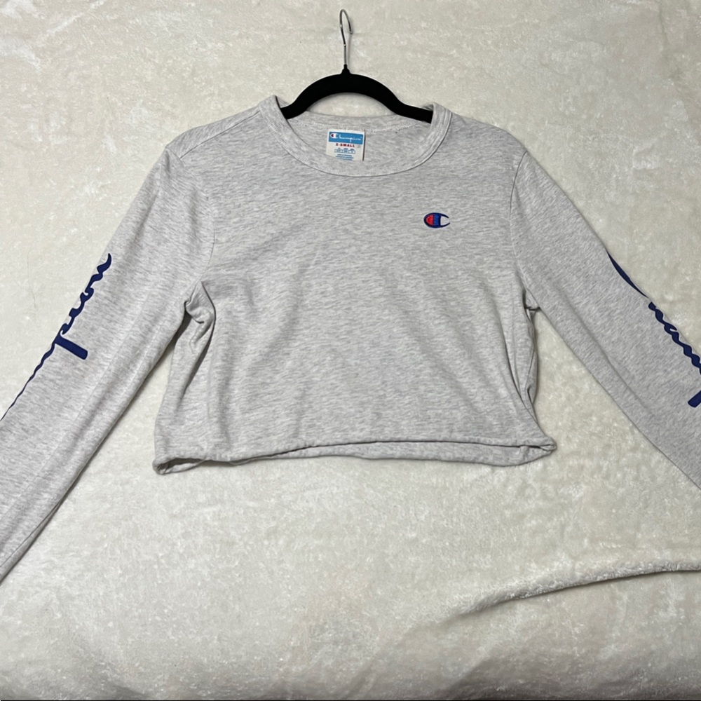 Champion Gray Long Sleeve Crop Top
